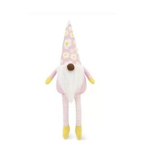 New! Springime Easter Decorative Shelf Gnome with Pink Daisies!